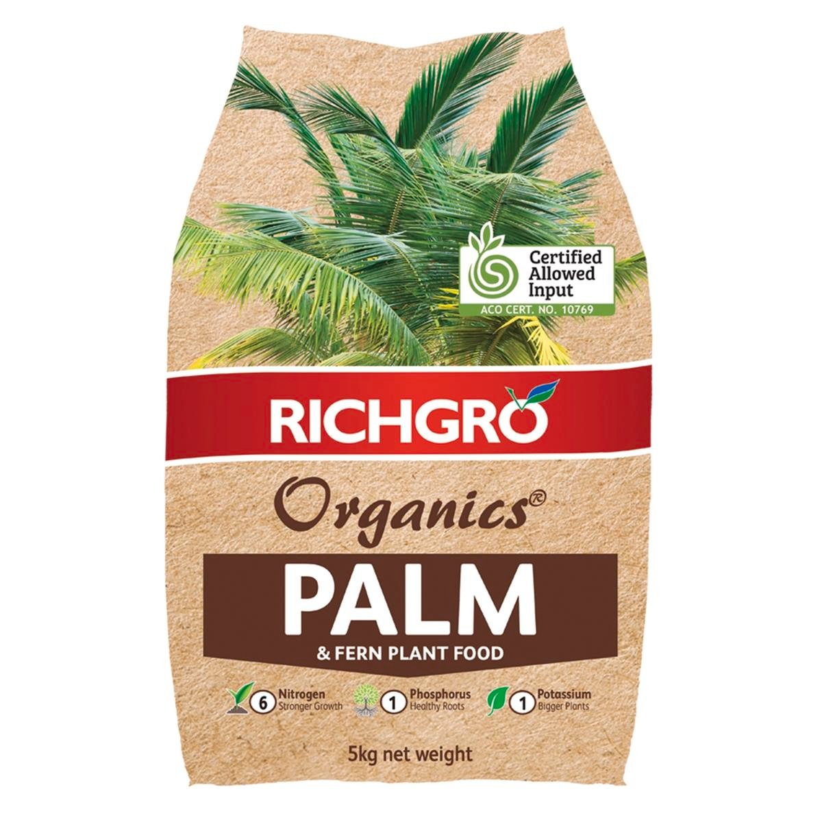 Richgro Organics Palm & Fern Plant Food 5kg NPK 6-1-1 Natural Fertiliser