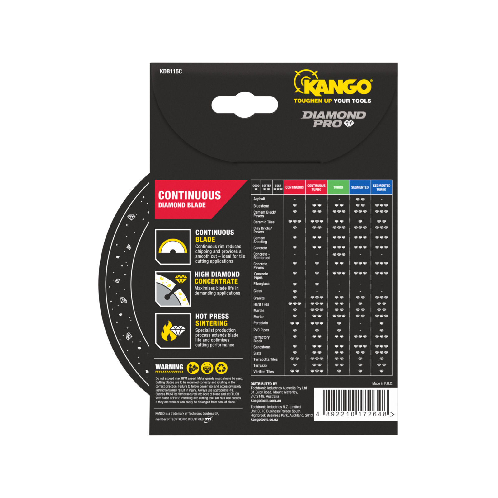 Kango 115mm Continuous Rim Diamond Saw Blade KDB115C