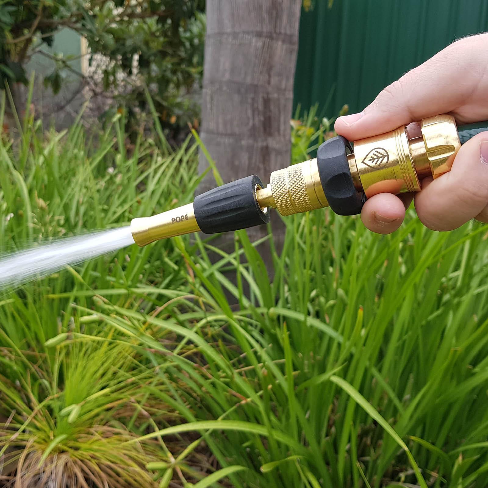 Pope 12mm Soft Grip Brass Nozzle, Adjustable Spray with Trigger Lock
