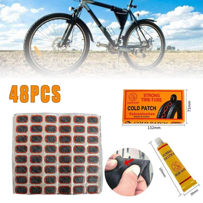 Bicycle and Motorbike Tyre Inner Tube Puncture Repair Patches - Pack of 48