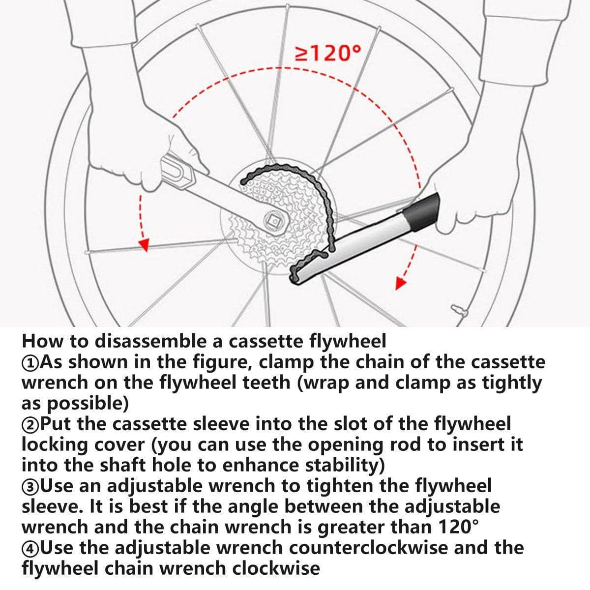 Bicycle Cassette Removal Tool, Chain Whip Flywheel Wrench for Bike Repair and Maintenance - view 5