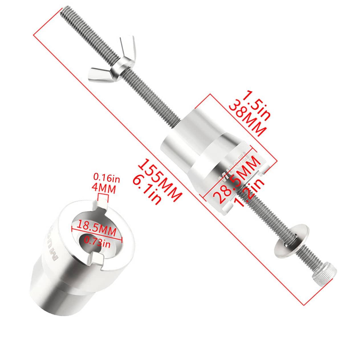 Bicycle Freehub Remover Tool, 155mm - Stainless Steel, Silver - view 3