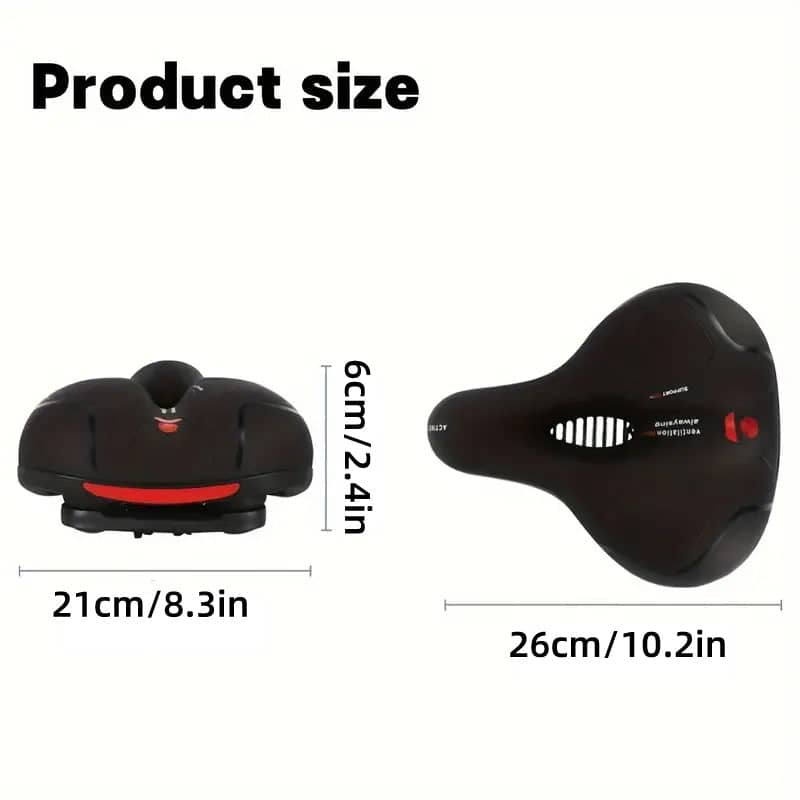 Bicycle Saddle Cushion with Hollow Breathable Design, Black with Red Accents - view 3
