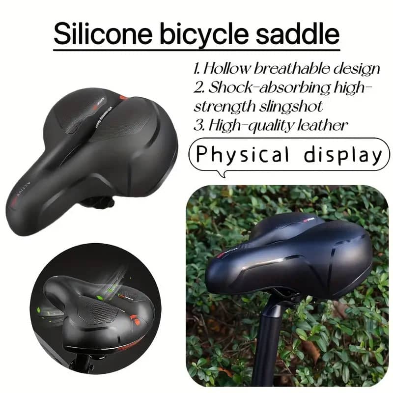 Bicycle Saddle Cushion with Hollow Breathable Design, Black with Red Accents - view 4