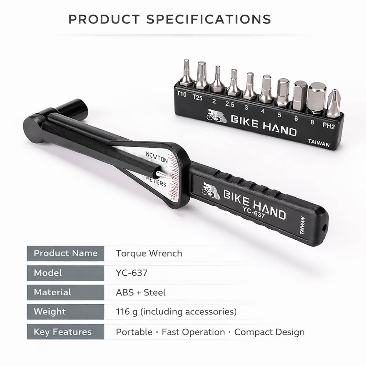 Bicycle Torque Wrench Repair Tool Kit with 10 Bits, Adjustable for Road Bikes - view 5