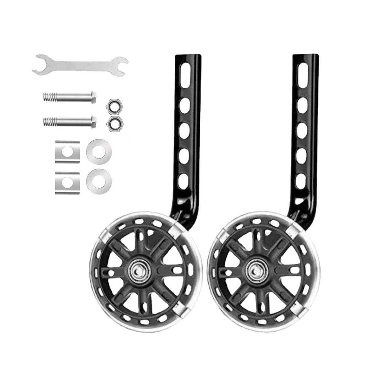 Bicycle Training Wheels with Adjustable Brackets, Pair - Black