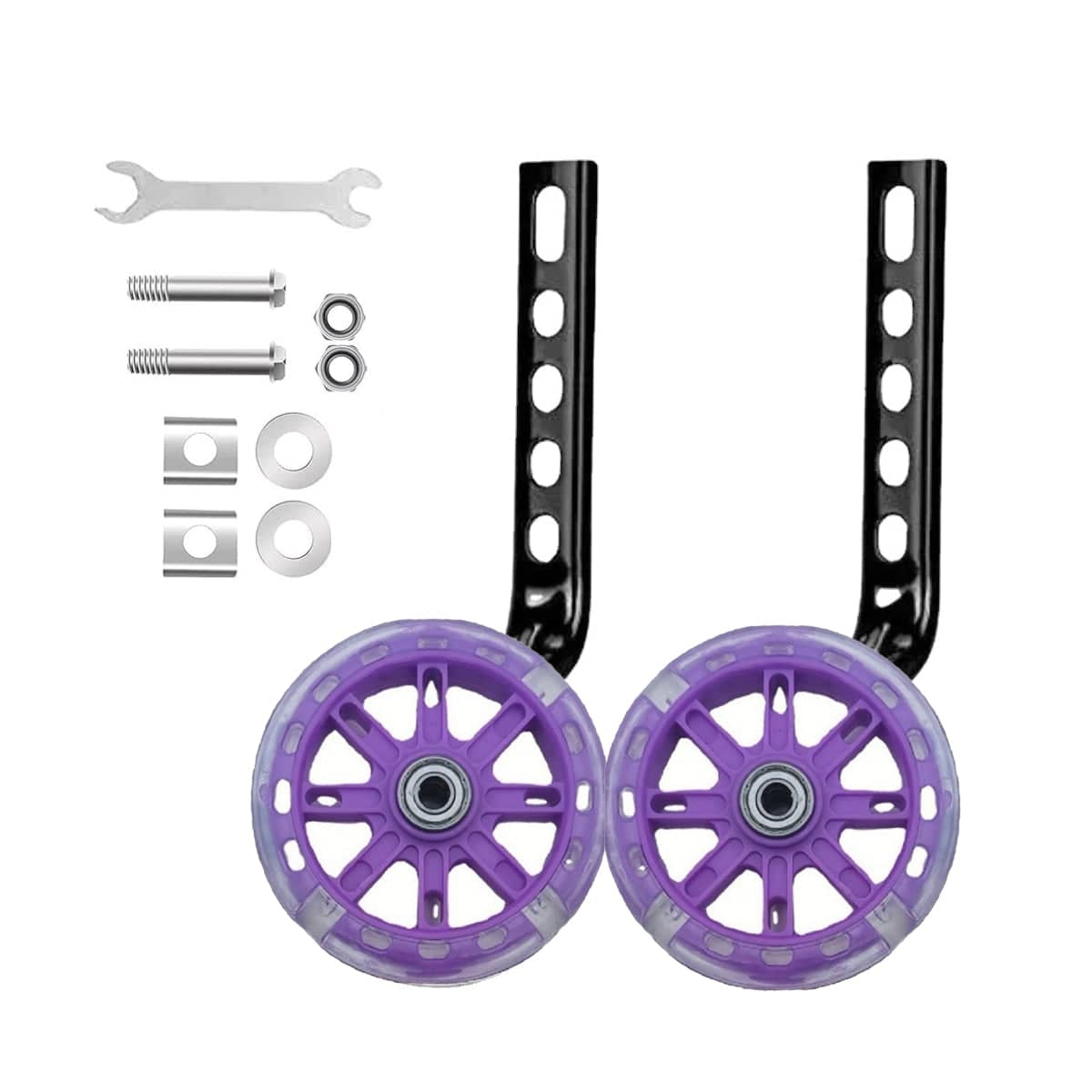 Bicycle Training Wheels with Adjustable Brackets, Pair - Purple