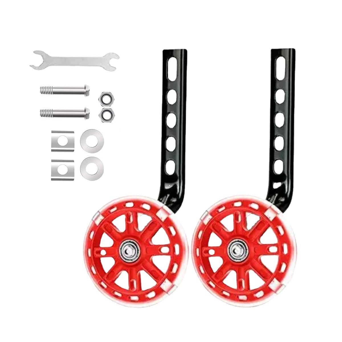 Bicycle Training Wheels with Adjustable Brackets, Pair - Red