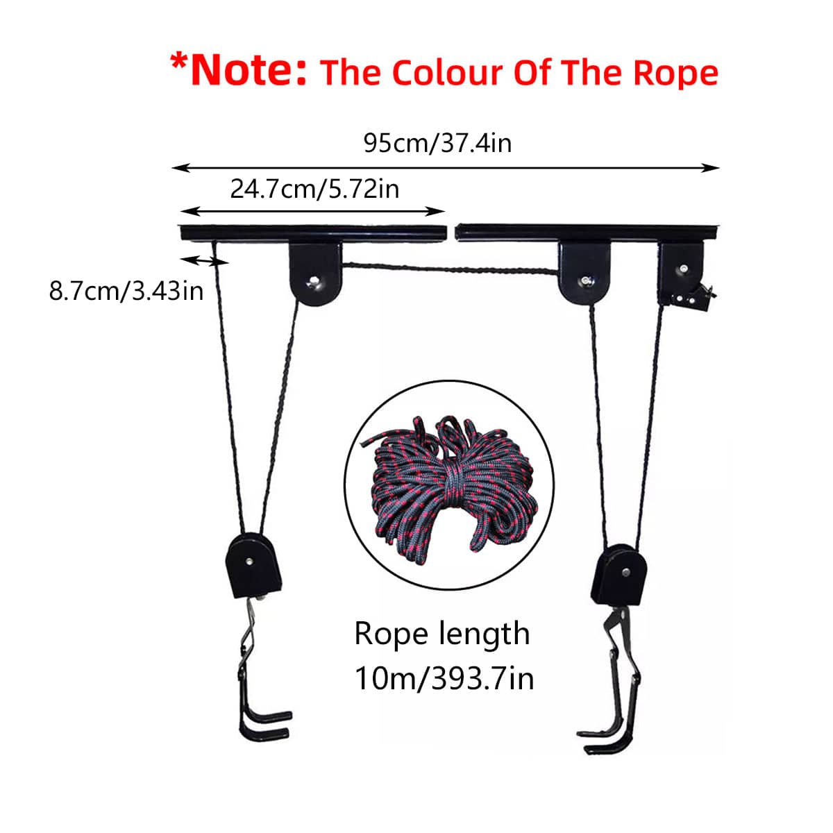 Bicycle Wall and Ceiling Hook with Pulley, Holds up to 40 kg - view 3