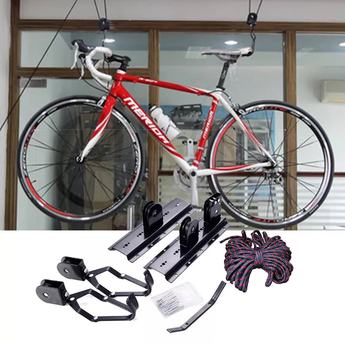 Bicycle Wall and Ceiling Hook with Pulley, Holds up to 40 kg - view 5