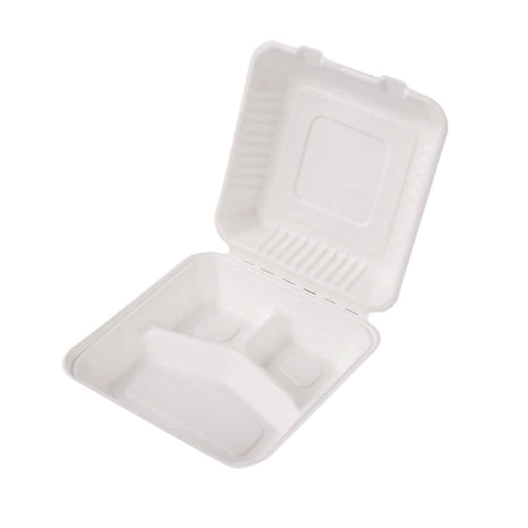 Biodegradable Lunch Boxes, Pack of 100 - 23.5 x 23 x 8 cm