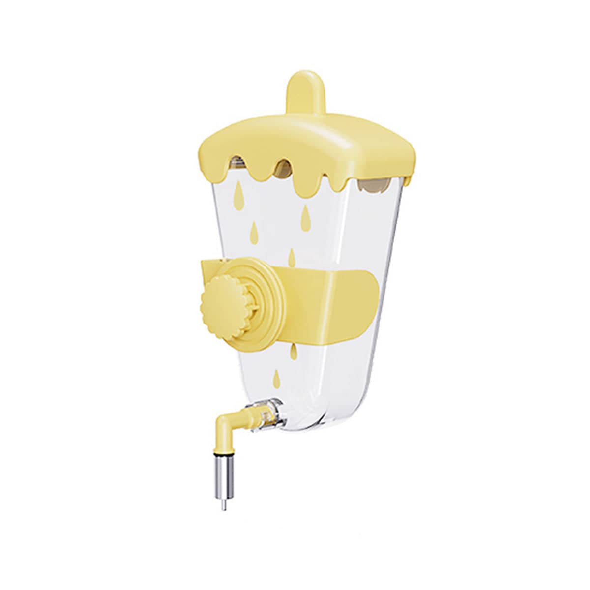 Bird Cage Hanging Automatic Trigger Water Feeder for Parrots, 320 ml - Yellow