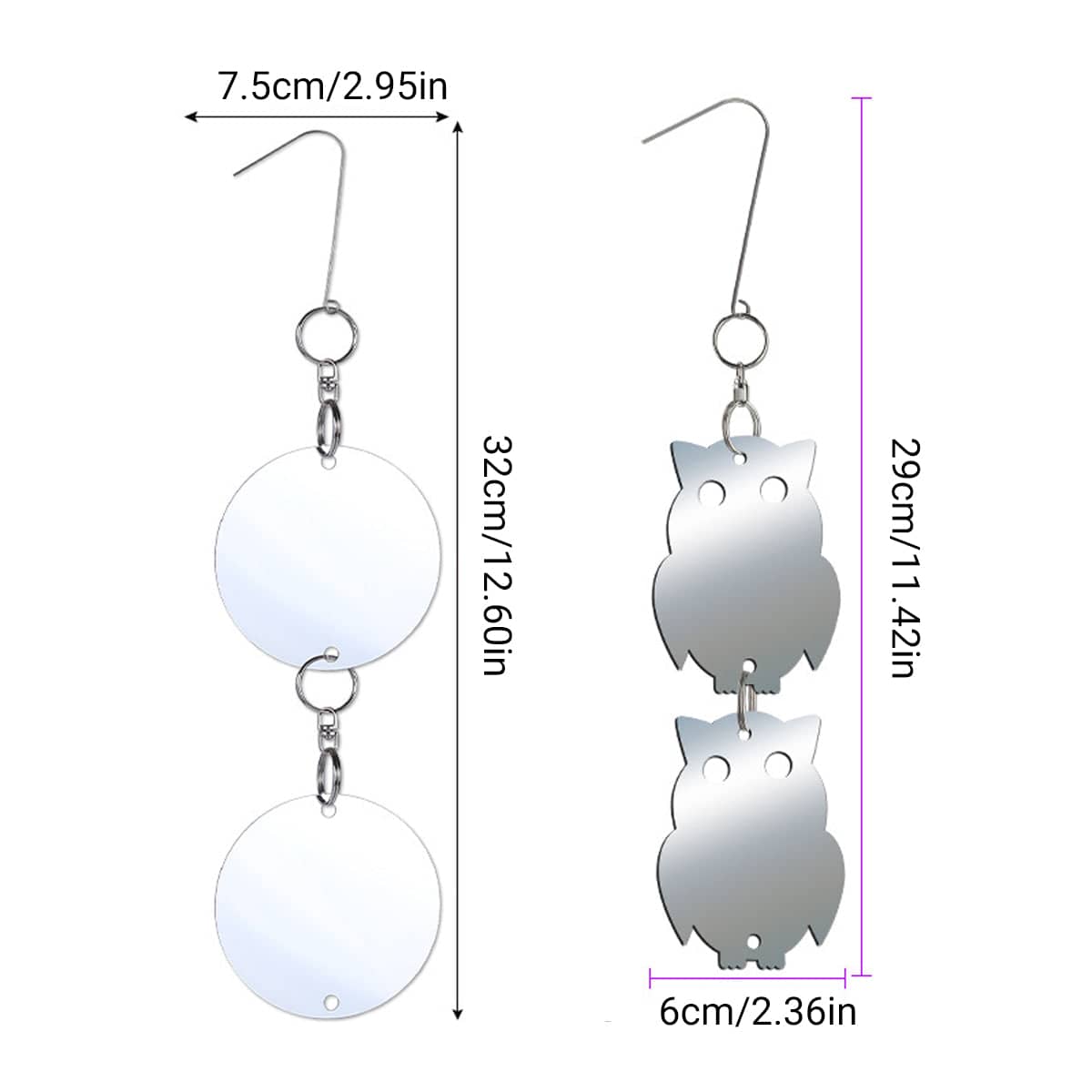 Bird Deterrent Reflector Mirrors, Pack of 8 - Owl Hanging - view 4