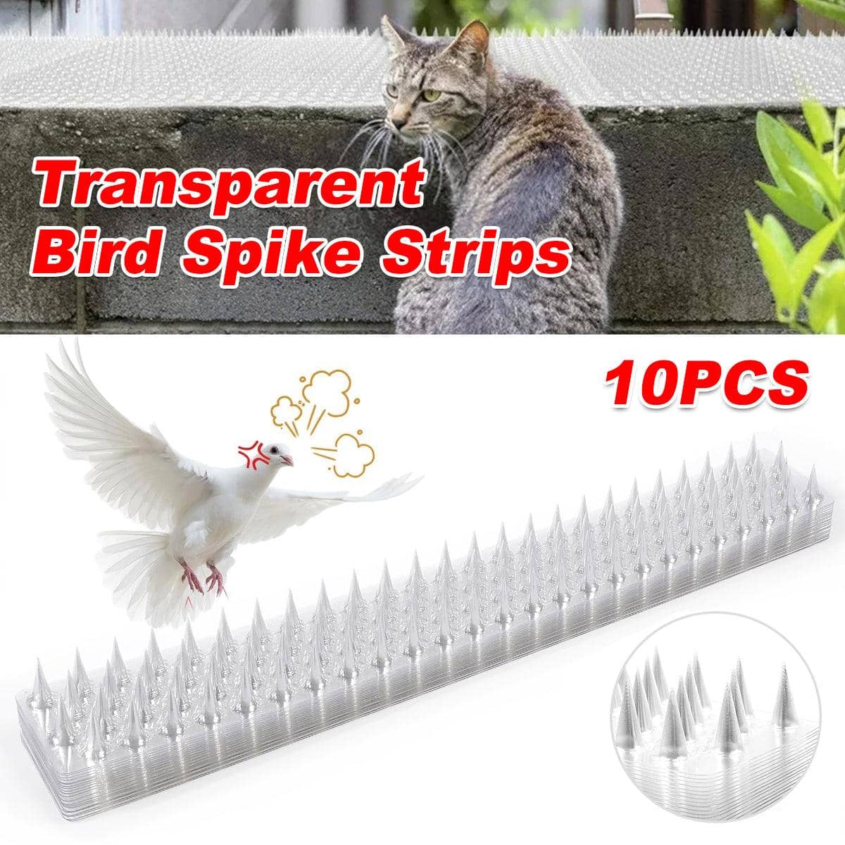 Bird Spike Mats Clear PVC, 42 x 8.3 cm, Pack of 10