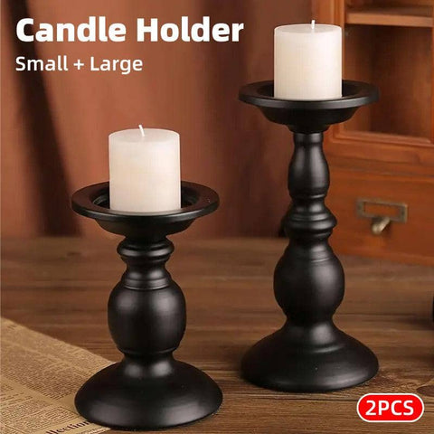 Black Iron Candle Holders for Candlelight Dinner, Pack of 2