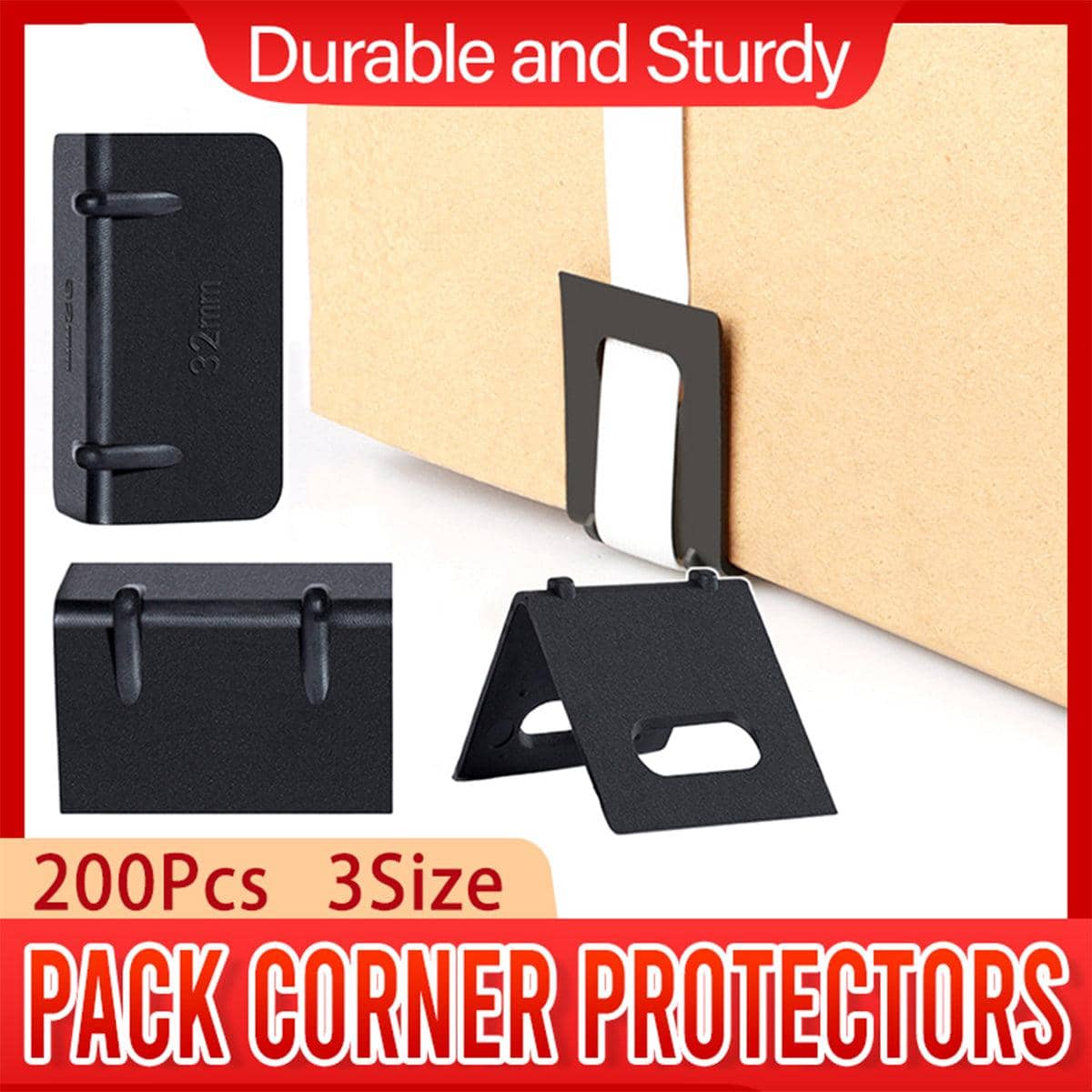 Black L-Shaped Packing Corner Protectors, Pack of 200 - 5.5 x 3 cm - view 2