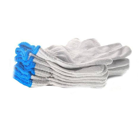 Bleached White Cotton Work Gloves Knitted Heavy Duty for Gardening, Warehouse and Labour - Pack of 5 Pairs