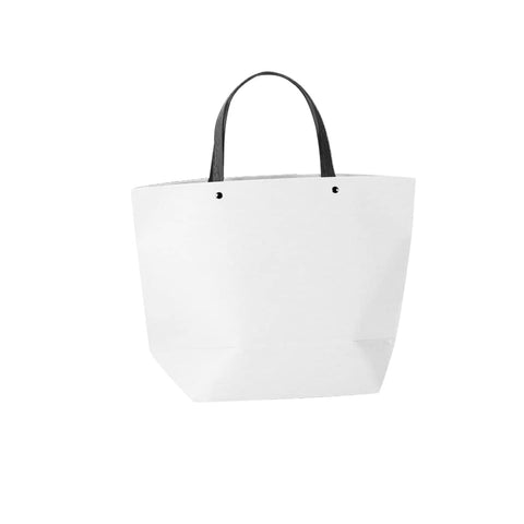 Boat-Shaped Paper Tote Gift Bags with Rivet Handles - White, Pack of 10