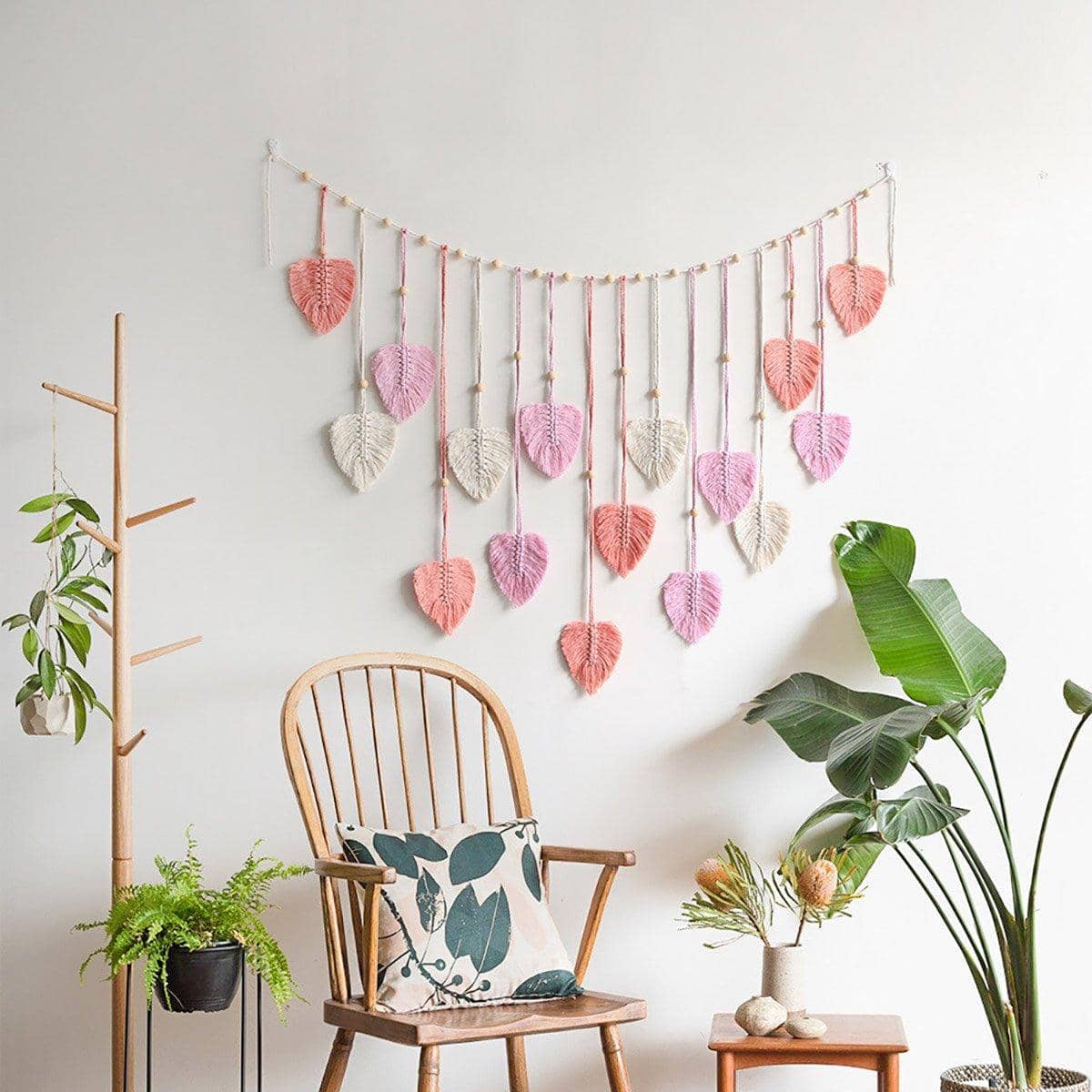 Bohemian Woven Leaf Tassel Wall Hanging for Bedroom Decor - Blue - view 5