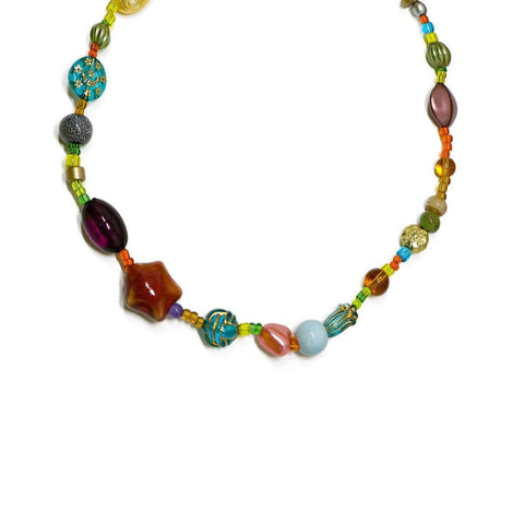 Boho Ethnic Beaded Necklace - Multicolour
