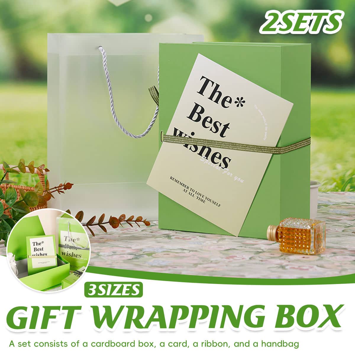 Book Style Flip Lid Gift Box Set with Handbag - 25 x 11 x 32 cm, Set of 2 - view 2