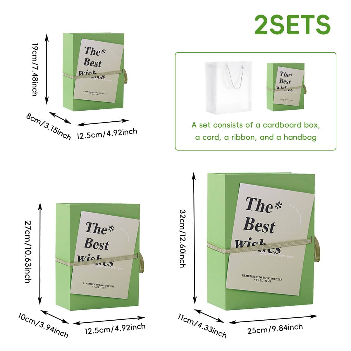 Book Style Flip Lid Gift Box Set with Handbag - 25 x 11 x 32 cm, Set of 2 - view 3