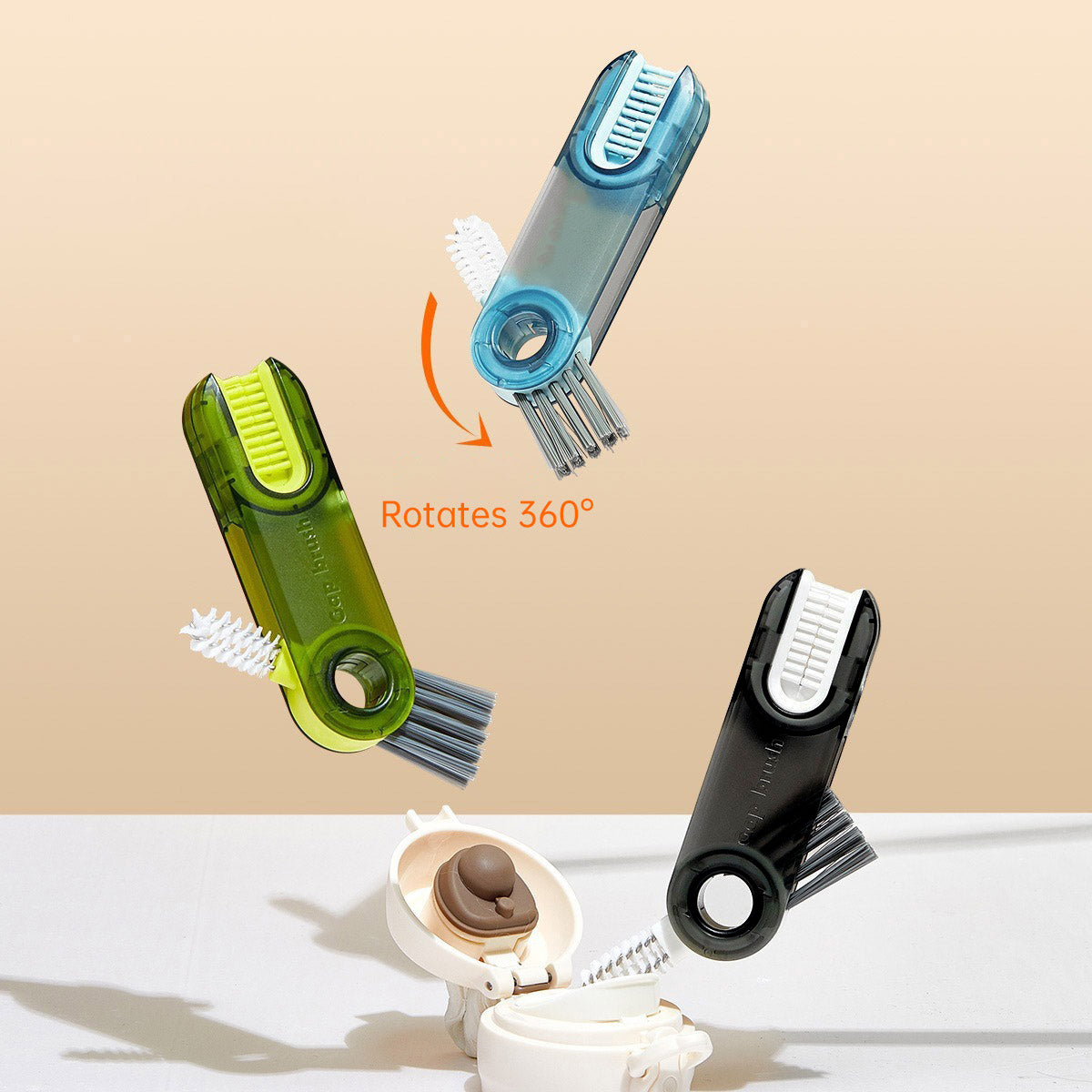 Bottle Cleaning Brush with 3-In-1 Rotating Heads - Grey - view 10