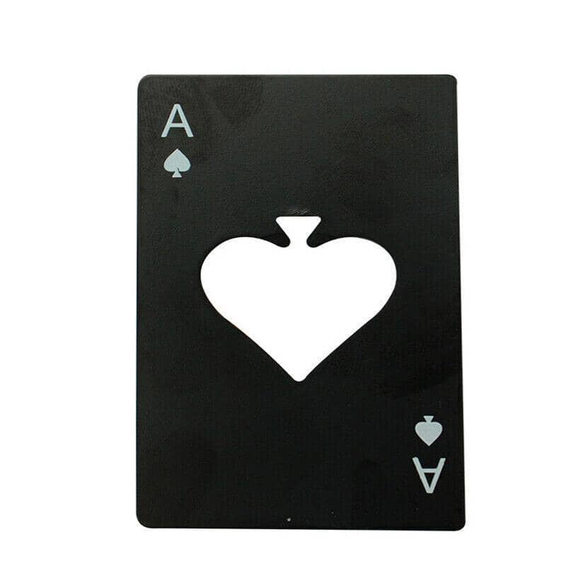 Bottle Opener in Stainless Steel, Ace of Spades Card Design - Black and Silver - view 3