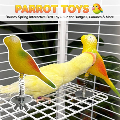 Bouncy Spring Parrot Toy with Screw Mount for Cage Bars, for Cockatiels and Budgies