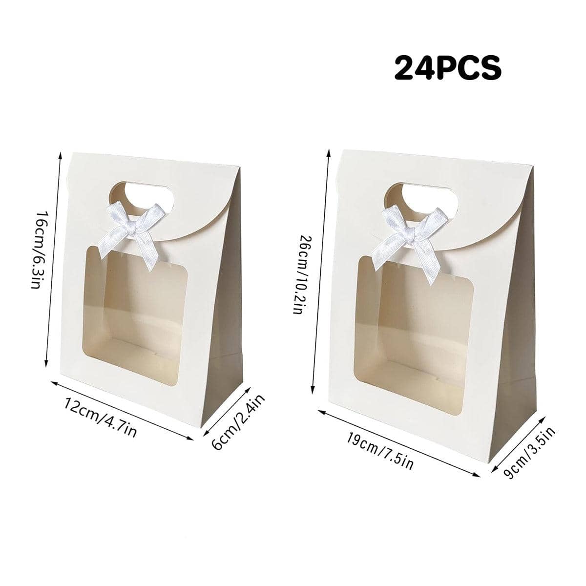 Bow Flap Gift Tote Bag with Window and Handle, Pack of 24 - 26 x 19 x 9 cm - view 4