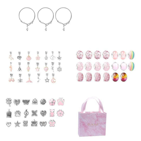 Bracelet Making Kit, 63 Pieces - Pink