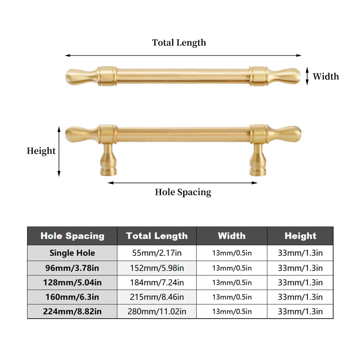 Brass Cabinet Drawer Handle - Gold, 184 mm - view 4