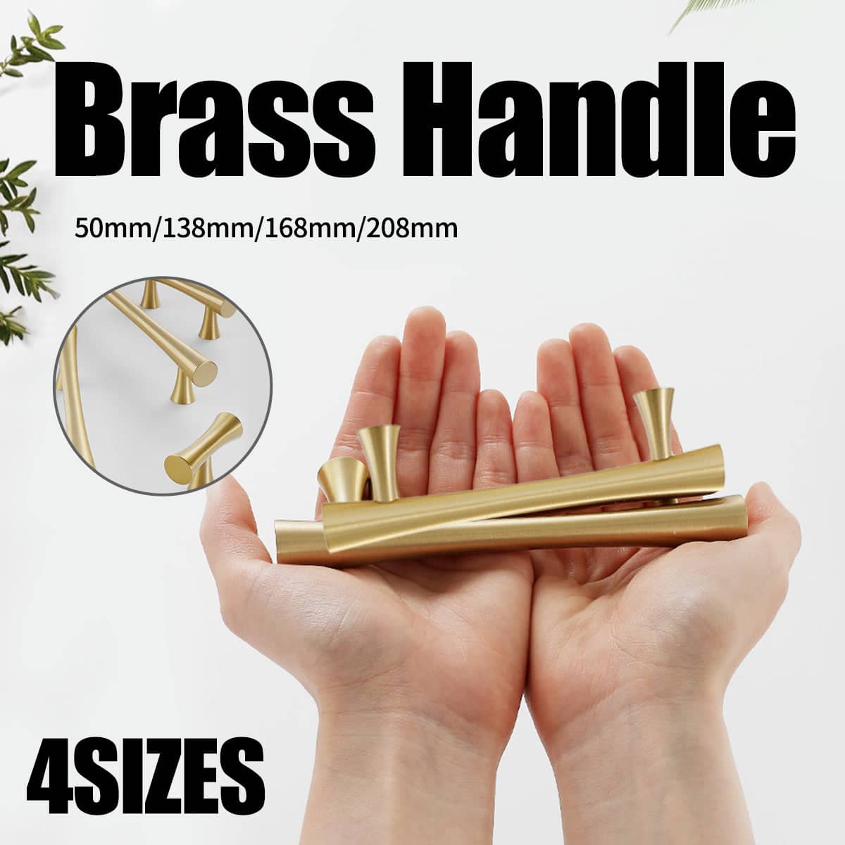 Brass Cabinet Handle, 128 mm Hole Spacing - Gold, 168 mm Long - view 2