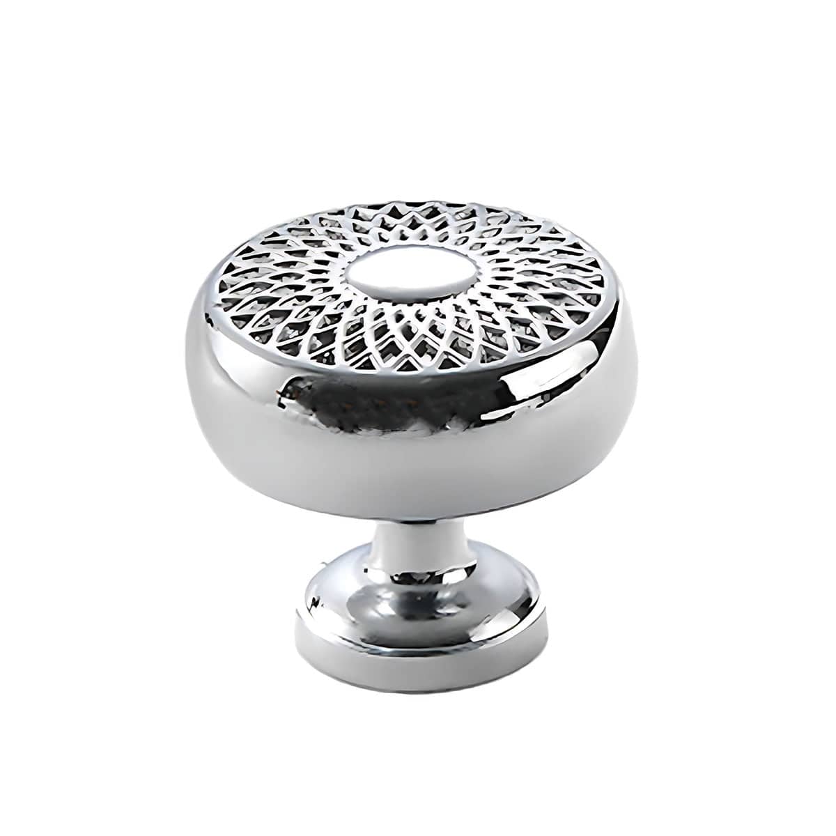 Brass Cabinet Knob, Silver Lattice Pattern - Style B