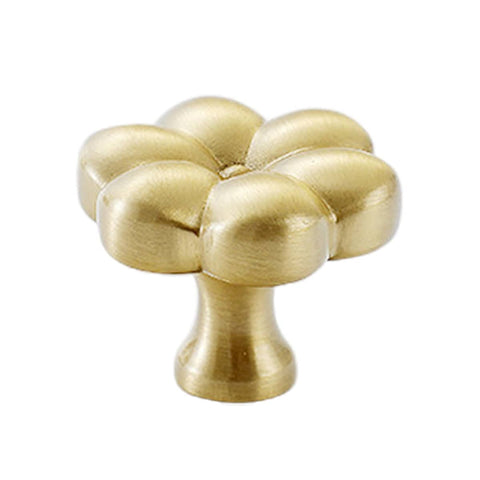 Brass Flower Cabinet Knob for Wardrobes and Drawers - Brushed Brass
