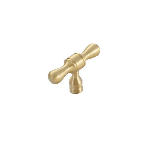 Brass T-Shaped Cabinet Knob - Gold, Single Hole
