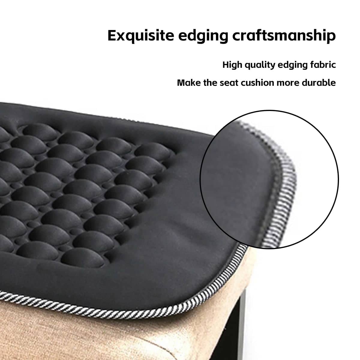 Breathable Car Seat Cushion with Raised Massage Bumps - Black - view 5