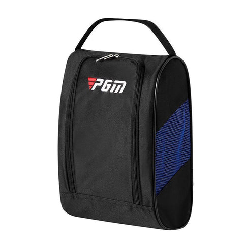 Breathable Golf Shoe Bag with Double Zip and Mesh Side Panel - Blue