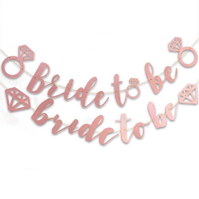 Bride to Be Rose Gold Banner for Hens Party - Diamond Ring Design - view 3
