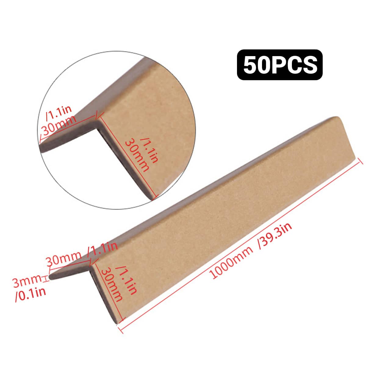 Brown Kraft Paper Corner Protector Set of 50 for Shipping, 100 cm Long - view 3