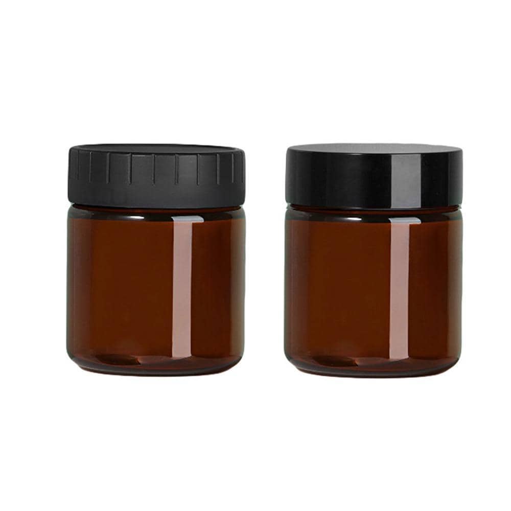 Brown PET Plastic Wide Mouth Bottles, Pack of 10 - 120 ml, Smooth Black Lid - view 3