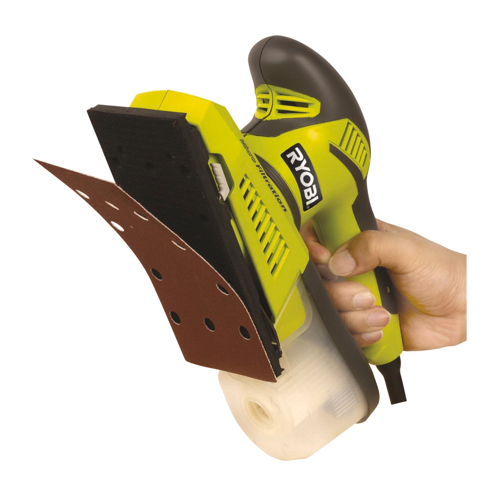 Ryobi 280W 1/3 Sheet Sander, Variable Speed, 12000RPM, Dust Box, Softgrip RSS280T-S