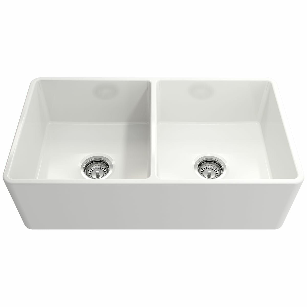 Turner Hastings Novi 85 x 46 Fine Fireclay Double Bowl Butler Sink - Gloss White, Double Sided - NO85FS