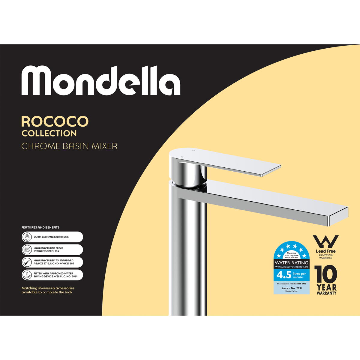 Mondella Chrome Rococo Basin Mixer - 145mm x 173mm x 200mm - Water-Saving - SuperSaverAU - view 4