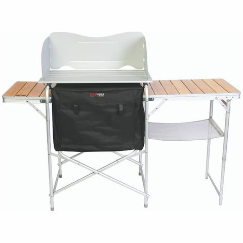 BlackWolf camp kitchen - bamboo work tops, aluminium frame, breeze blocker, zip cupboard - 32S001511571000