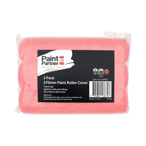Paint Partner 270mm Polyester Roller Covers 13mm Nap - 3 Pack