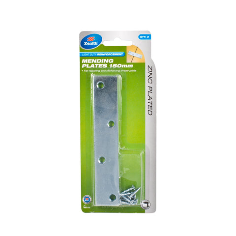Zenith 150mm Zinc Plated Steel Mending Plates - 2 Pack