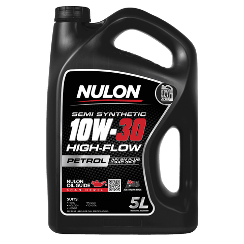 Nulon Semi Synthetic 10W-30 High-Flow Engine Oil 5L for Petrol Engines
