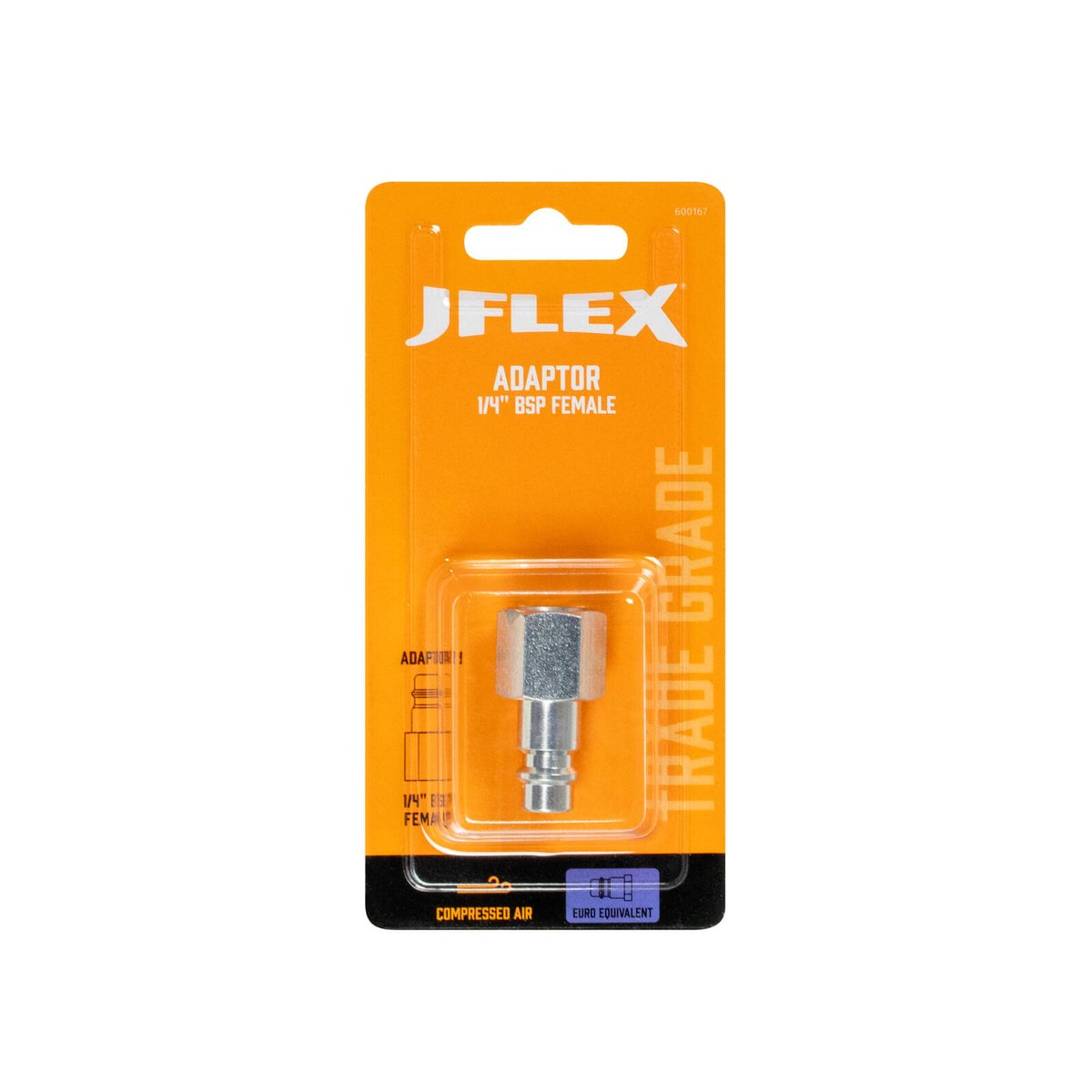 Jflex 1/4 BSP Female Euro Style Adaptor - High Airflow 115 CFM - Plated Steel - SuperSaverAU - view 2