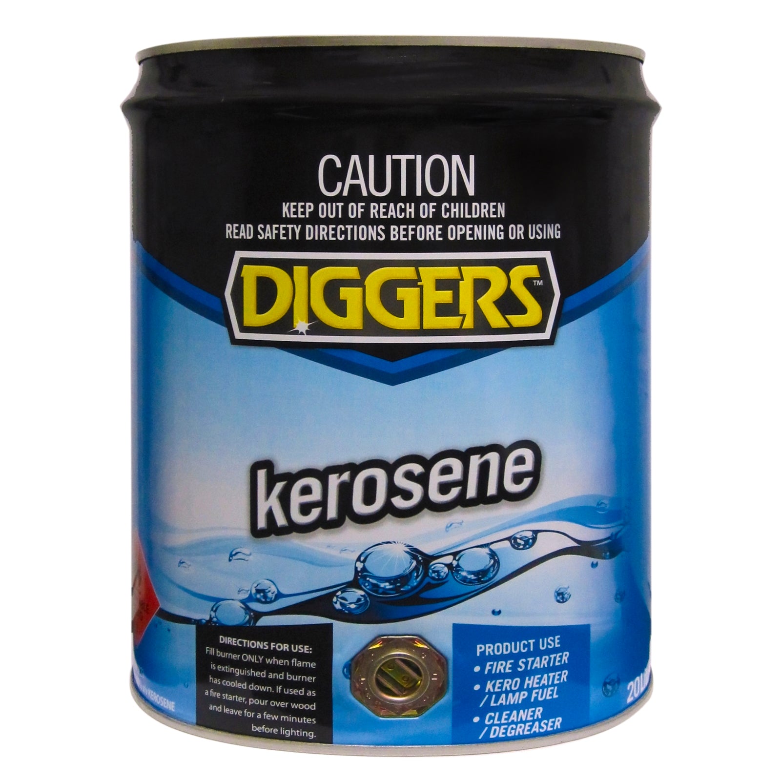 Diggers Household Kerosene 20L - Low VOC Liquid Fuel, Heater & Lamp Fuel, Degreaser